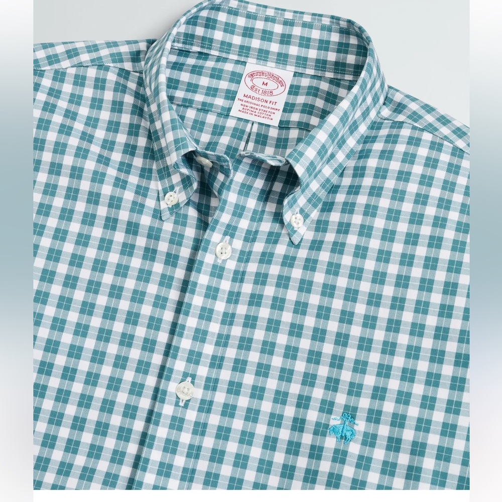 BrooksBrothers Madison Casual Button Down Shirt - Teal 100% cotton